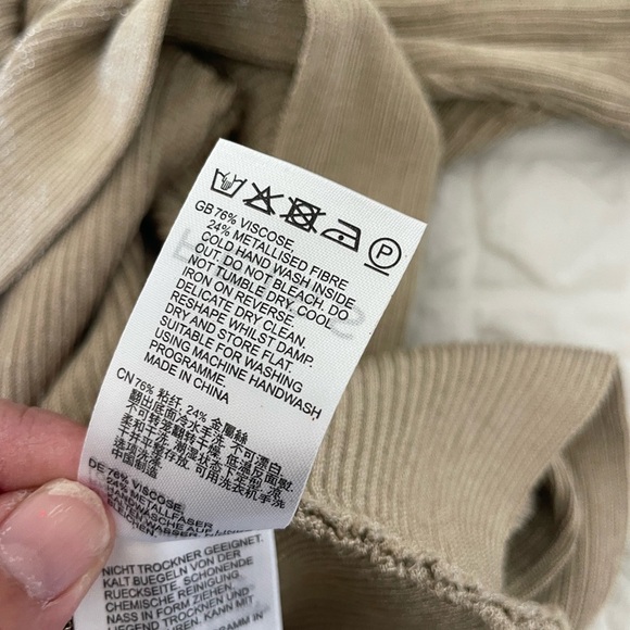 Reiss Tan Gold Louisa Off-the-Shoulder Sweater Top - Picture 9 of 9